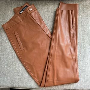 Zara Leather Pants Camel Brown Size M